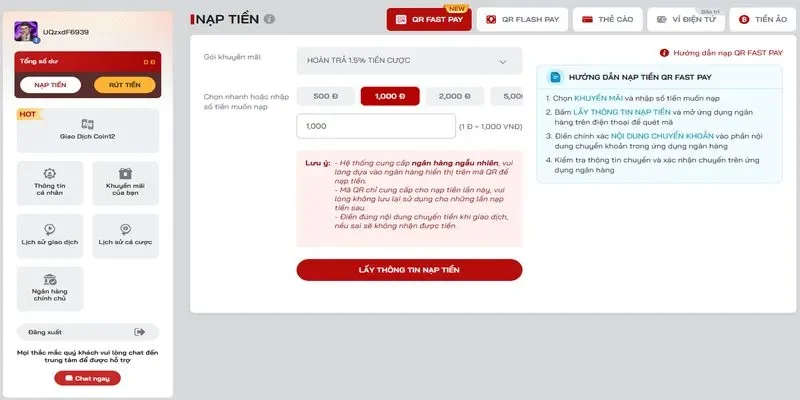 RED88 Phương thức nạp tiền RED88 qua ngân hàng, ví điện tử và thẻ cào