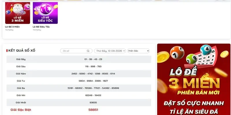 RED88 Sảnh xổ số và lô đề 3 miền tại RED88